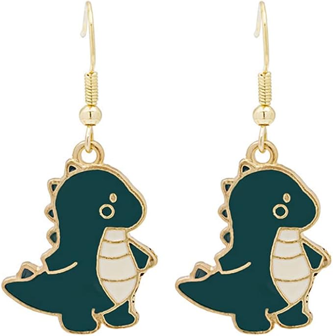 可爱恐龙吊坠钩耳环女士女孩可爱卡通动物吊坠环状耳钉首饰礼物生日